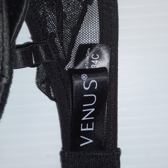 🫶VENUS Swiss Dot Lace Accent Demi Cup Bra in Black - Picture 6 of 10